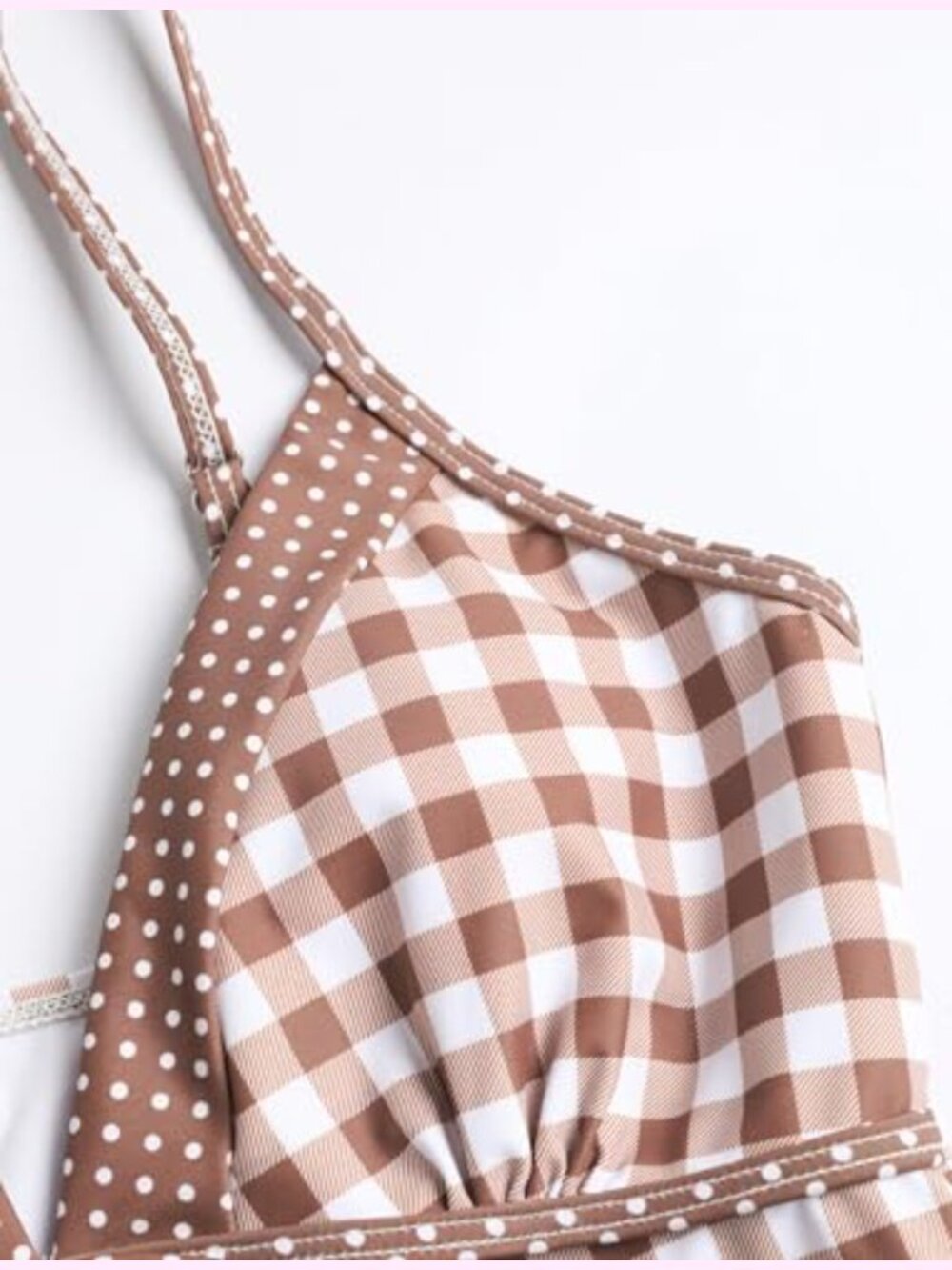 Gingham Tankini Two Piece Swimsuit Set for Women - Picture 4 of 6